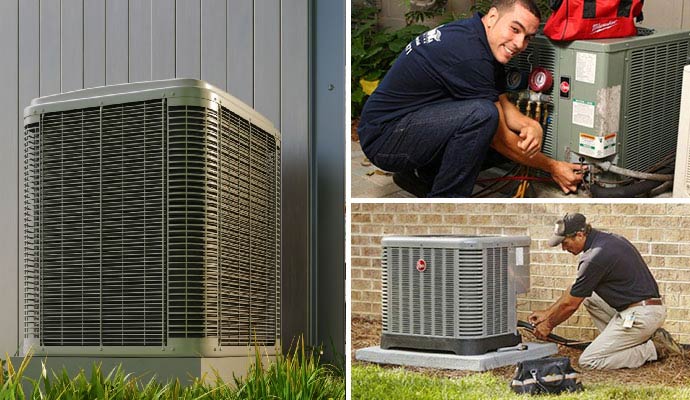 Collage of AC installation, repair and replacement services