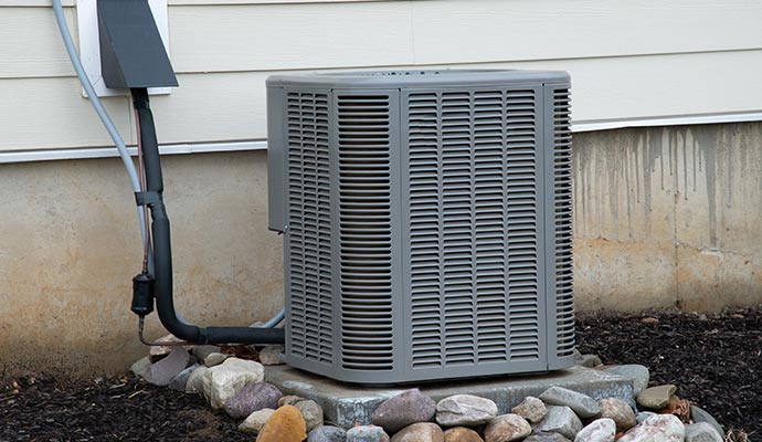 Installed heat pump in residential area