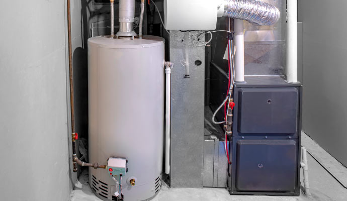 Close-up view of an installed heating system