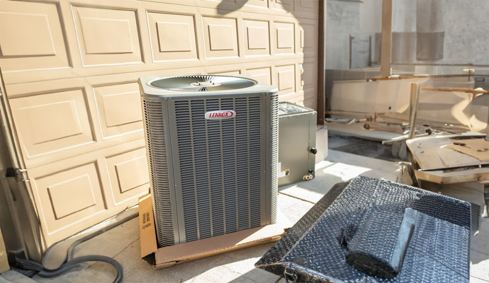 lennox ac in the backyard