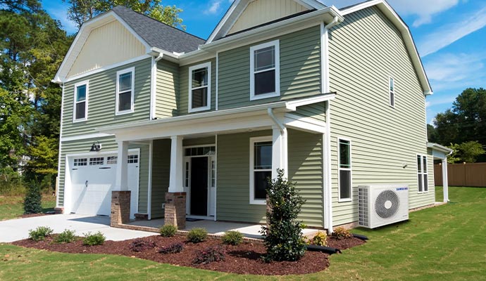 Samsung HVAC unit installed outside residential house