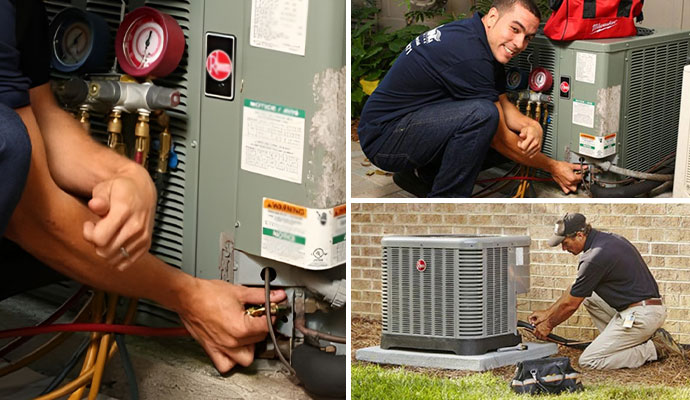 Collage of AC repair, install and maintenance service