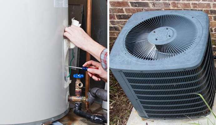 Collage of heating replacement and heat pump repair
