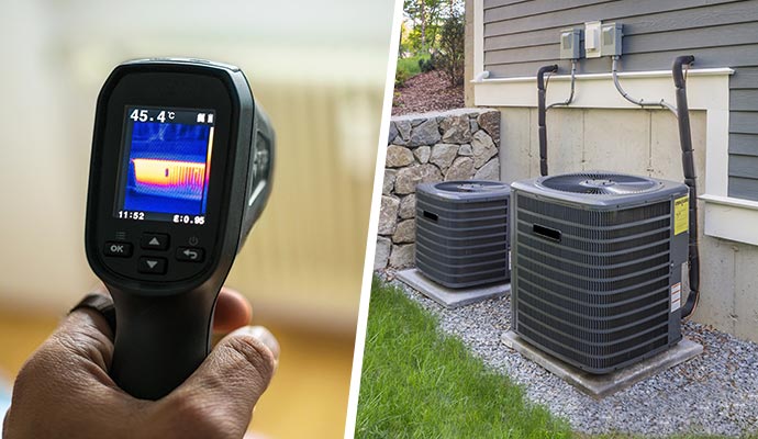 A collage of FLIR cameras and HVAC system