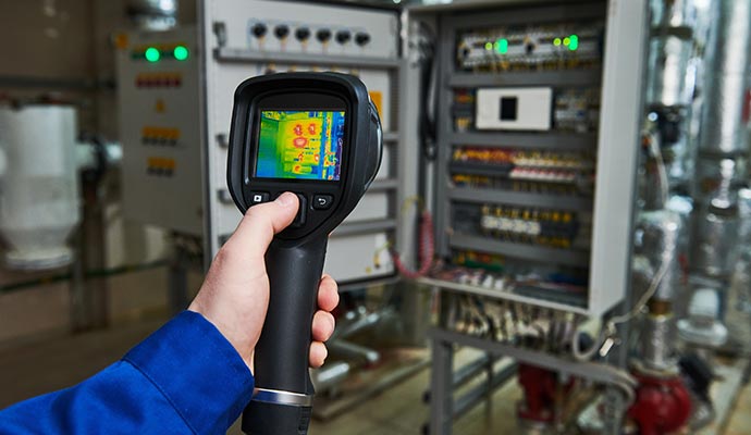 A thermal imaging camera to inspect an electrical control panel