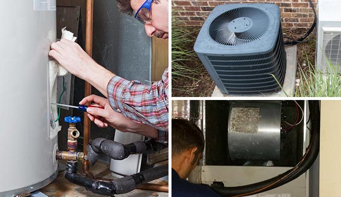 Collage of different types of heater repair service