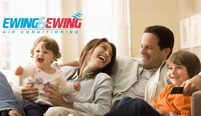 A family in a living room