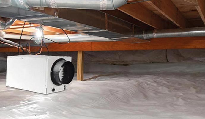 Dehumidifier in a crawl space