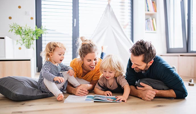 Happy family enjoying fresh and pure indoor air