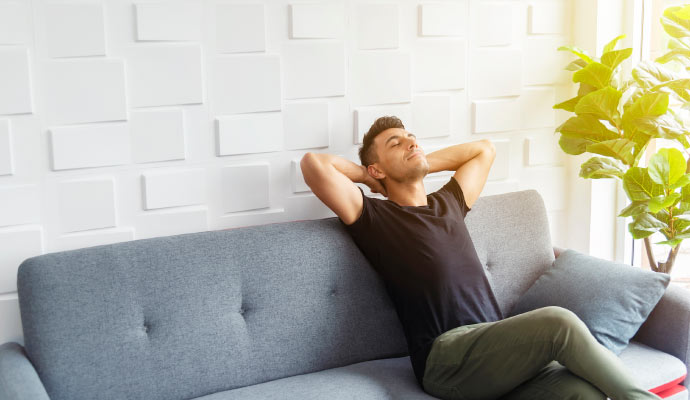 Person relaxing in a room